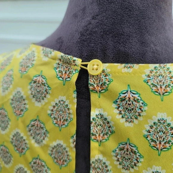 Banana Republic Women's Yellow Floral Paisley Lace Up Aline Dress Short Sz 0 - Picture 5 of 16